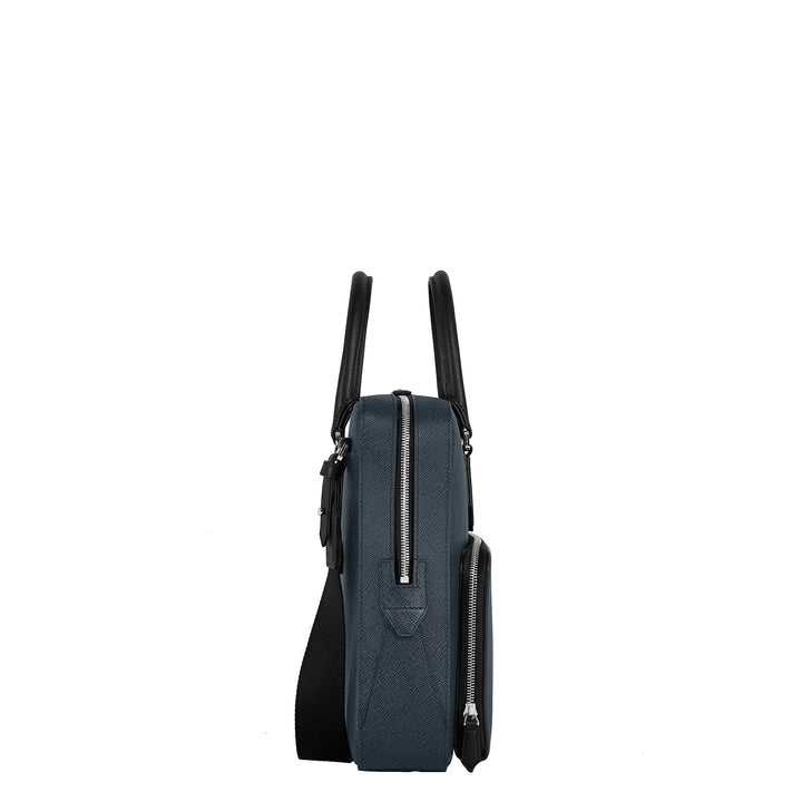 Montblanc Sartorial medium document bag blue tweed 220332