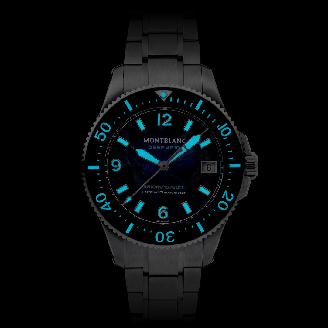 Montblanc ur Iced Sea 0 Oxygen Deep 4810 43mm blå automatisk titanium 135634