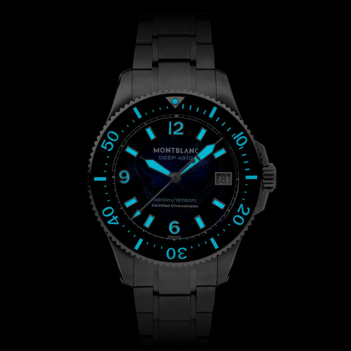 Montblanc ur Iced Sea 0 Oxygen Deep 4810 43mm blå automatisk titanium 135634