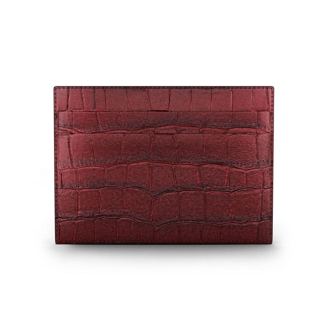 Giovanni Raspini bordeaux kroko læder kortholder 925 sølv L0029