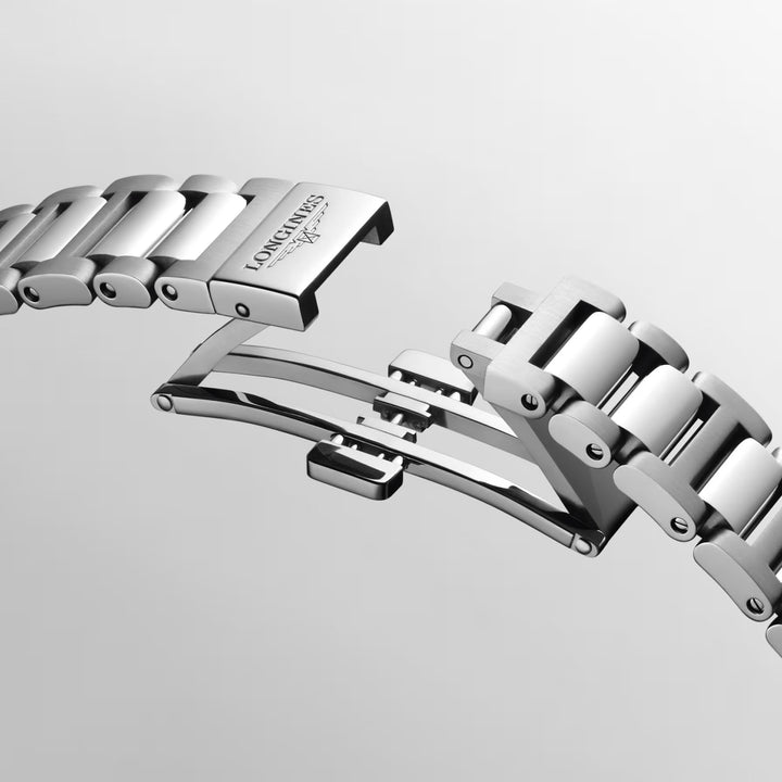 Longines Conquest ur 30 mm automatisk sølv rosa guld stål L3.320.5.72.6