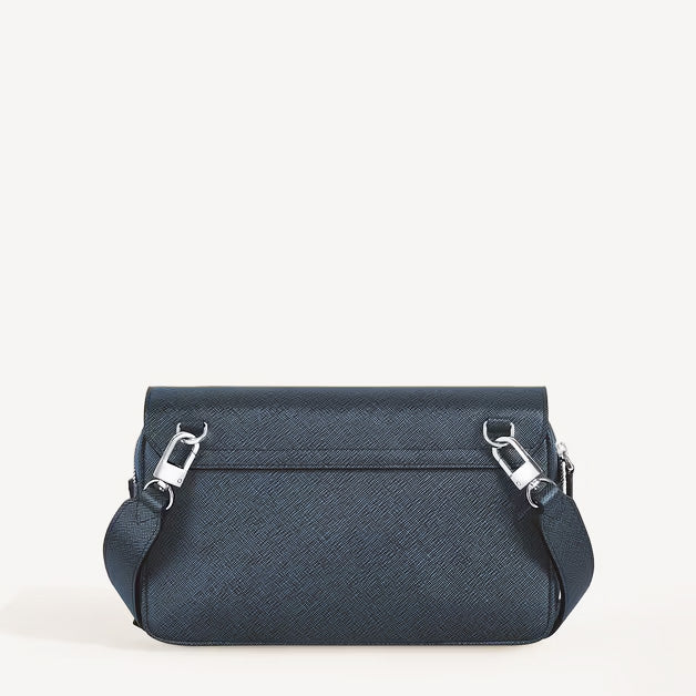 Montblanc blaue Tweed Sartorial Leder-Umhängetasche 220423