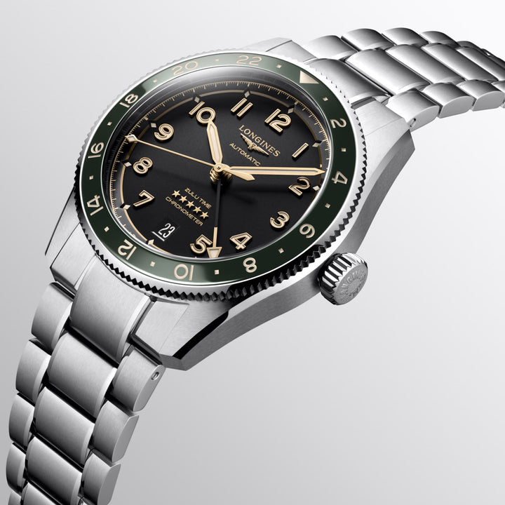 Longines watch Spirit Zulu Time 39mm anthracite automatic steel L3.802.4.63.6