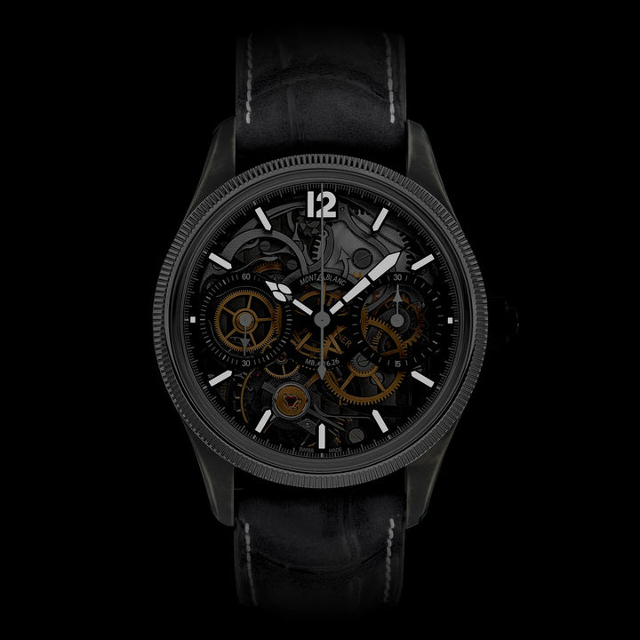 Montblanc Uhr 1858 The Unveiled Secret Minerva Monopusher Chronograph Limited Edition – 88 Stück 43 mm skelettierter manueller Stahl 131155