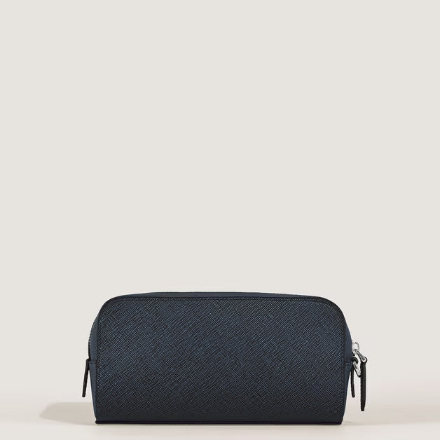 Montblanc small toiletry bag Sartorial blue tweed leather 221696