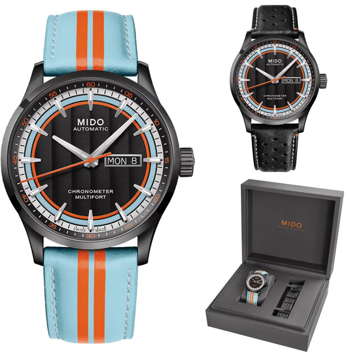 Mido ur Multifort Chronometer 1 Racer 42mm sort automatisk stål sort PVD finish M038.431.36.051.00