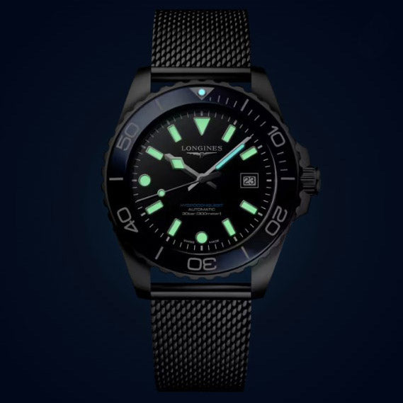 Longines Hydroconquest 42mm sort automatisk stålur L3.788.4.90.6