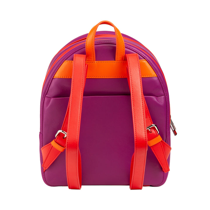 DuDu Backpack Summer Coloring Woman In Soft Leather Multicolor backpack with double zip zipper