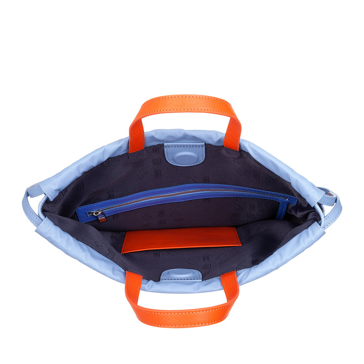 DuDu bag in Sacca in leather for fashion sports bag bag bag with coulisse and thin leather shoulder straps