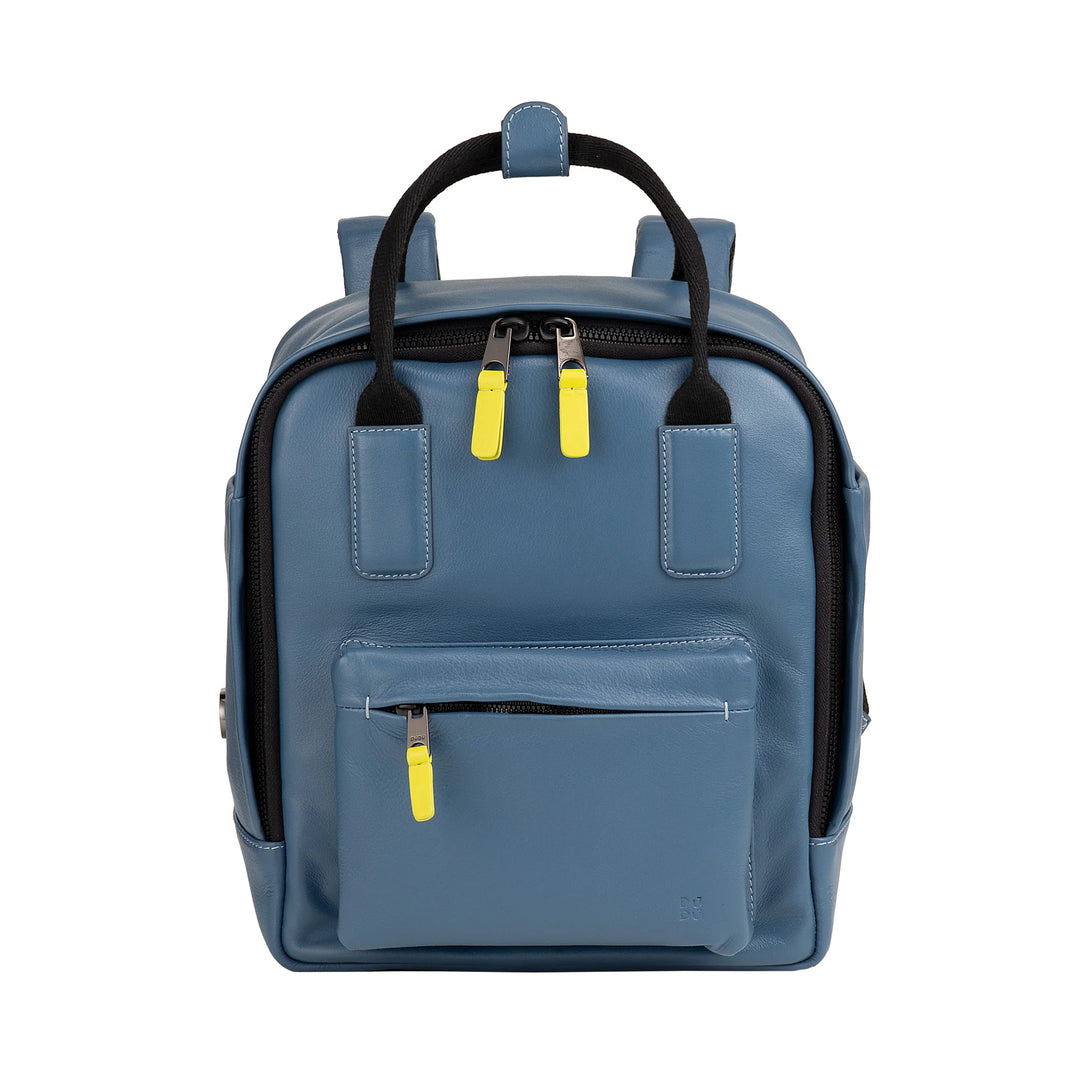 DUDU Lederrucksack für Damen und Herren – Eleganter und kompakter Unisex-Freizeitrucksack, 6,5 Liter, mit Vordertasche und Tablet-Fach, perfekt für Arbeit, Reisen und Freizeit