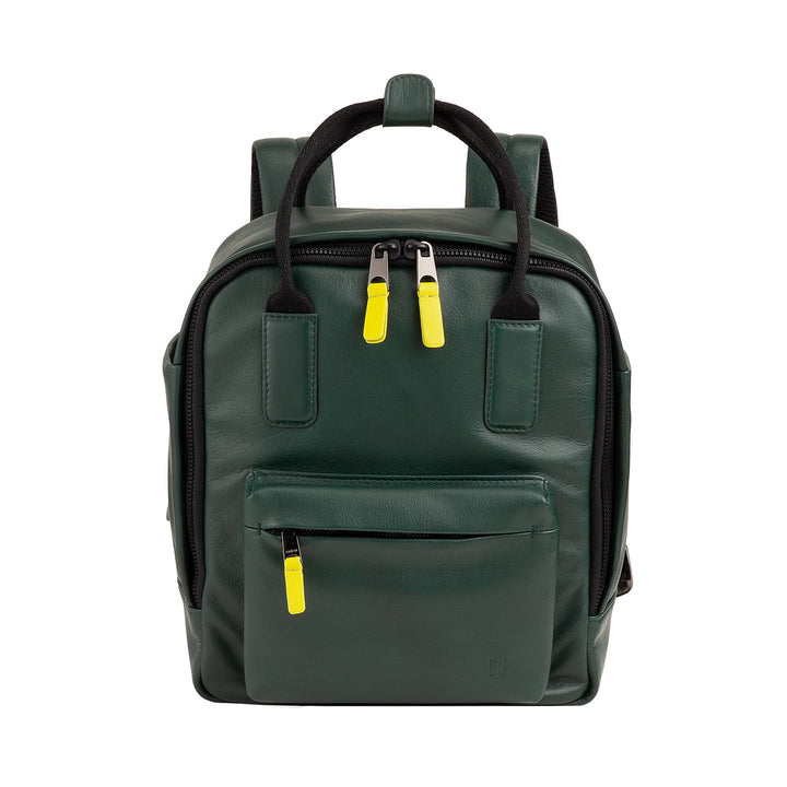 DUDU læderrygsæk til mænd og kvinder - Elegant og kompakt unisex afslappet rygsæk, 6,5 liter, med frontlomme og tabletrum, perfekt til arbejde, rejser og fritid