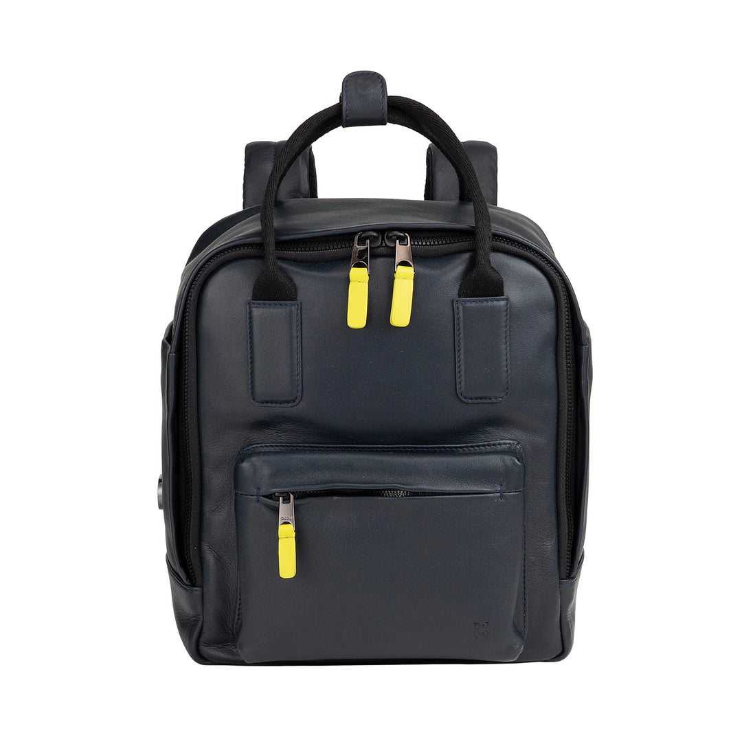 DUDU Lederrucksack für Damen und Herren – Eleganter und kompakter Unisex-Freizeitrucksack, 6,5 Liter, mit Vordertasche und Tablet-Fach, perfekt für Arbeit, Reisen und Freizeit