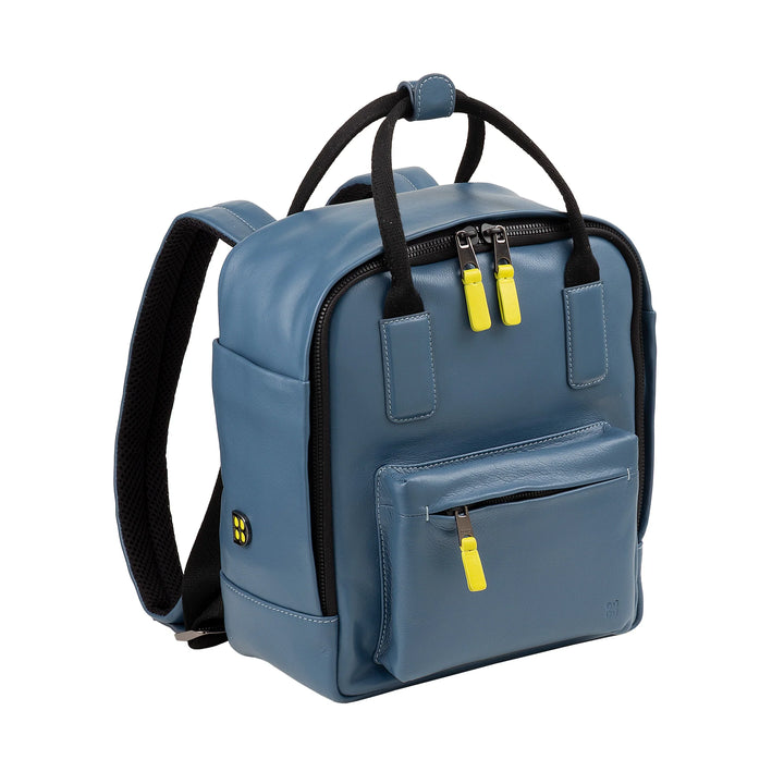 DUDU Lederrucksack für Damen und Herren – Eleganter und kompakter Unisex-Freizeitrucksack, 6,5 Liter, mit Vordertasche und Tablet-Fach, perfekt für Arbeit, Reisen und Freizeit