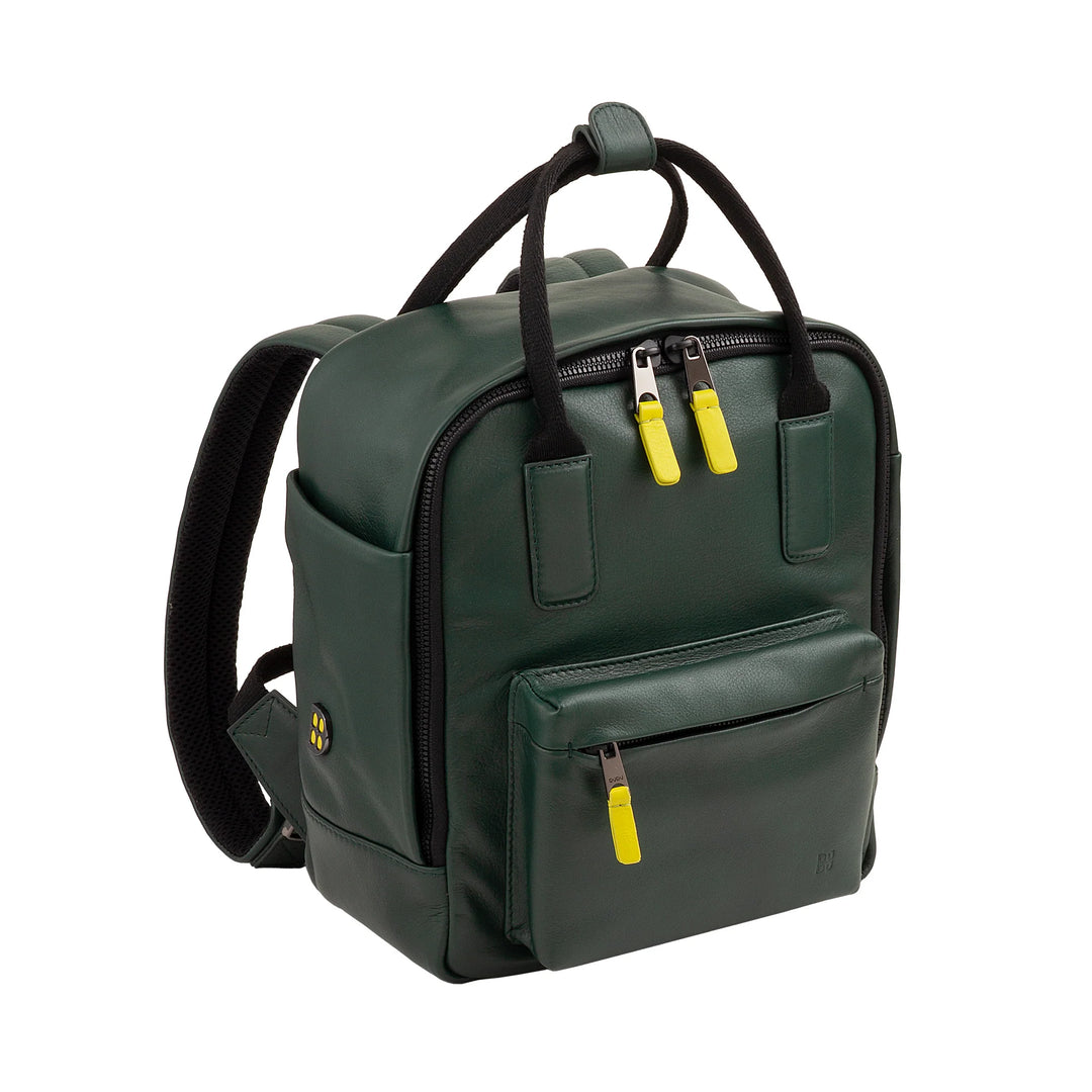 DUDU læderrygsæk til mænd og kvinder - Elegant og kompakt unisex afslappet rygsæk, 6,5 liter, med frontlomme og tabletrum, perfekt til arbejde, rejser og fritid