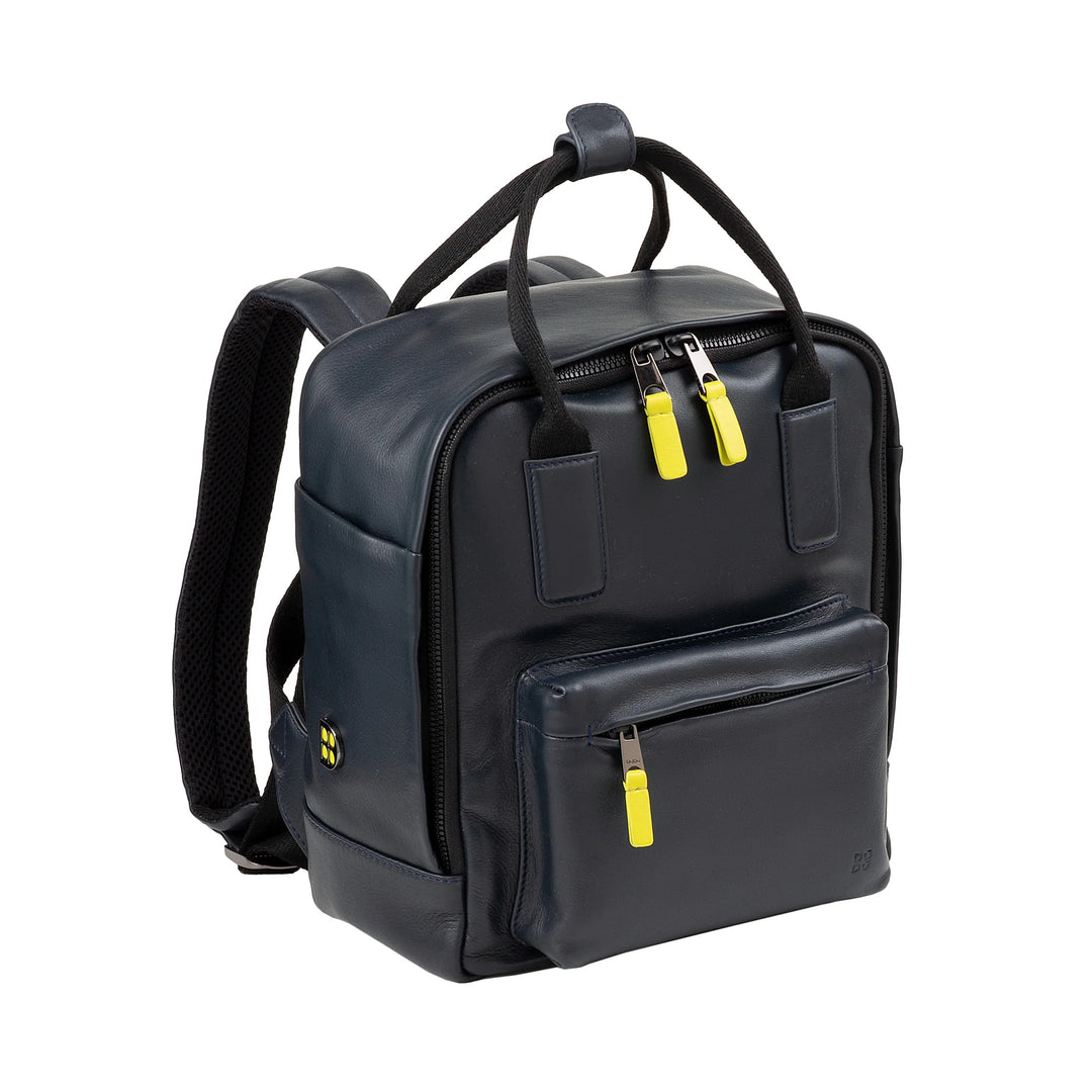 DUDU Lederrucksack für Damen und Herren – Eleganter und kompakter Unisex-Freizeitrucksack, 6,5 Liter, mit Vordertasche und Tablet-Fach, perfekt für Arbeit, Reisen und Freizeit