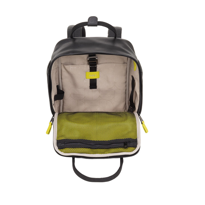 DUDU læderrygsæk til mænd og kvinder - Elegant og kompakt unisex afslappet rygsæk, 6,5 liter, med frontlomme og tabletrum, perfekt til arbejde, rejser og fritid