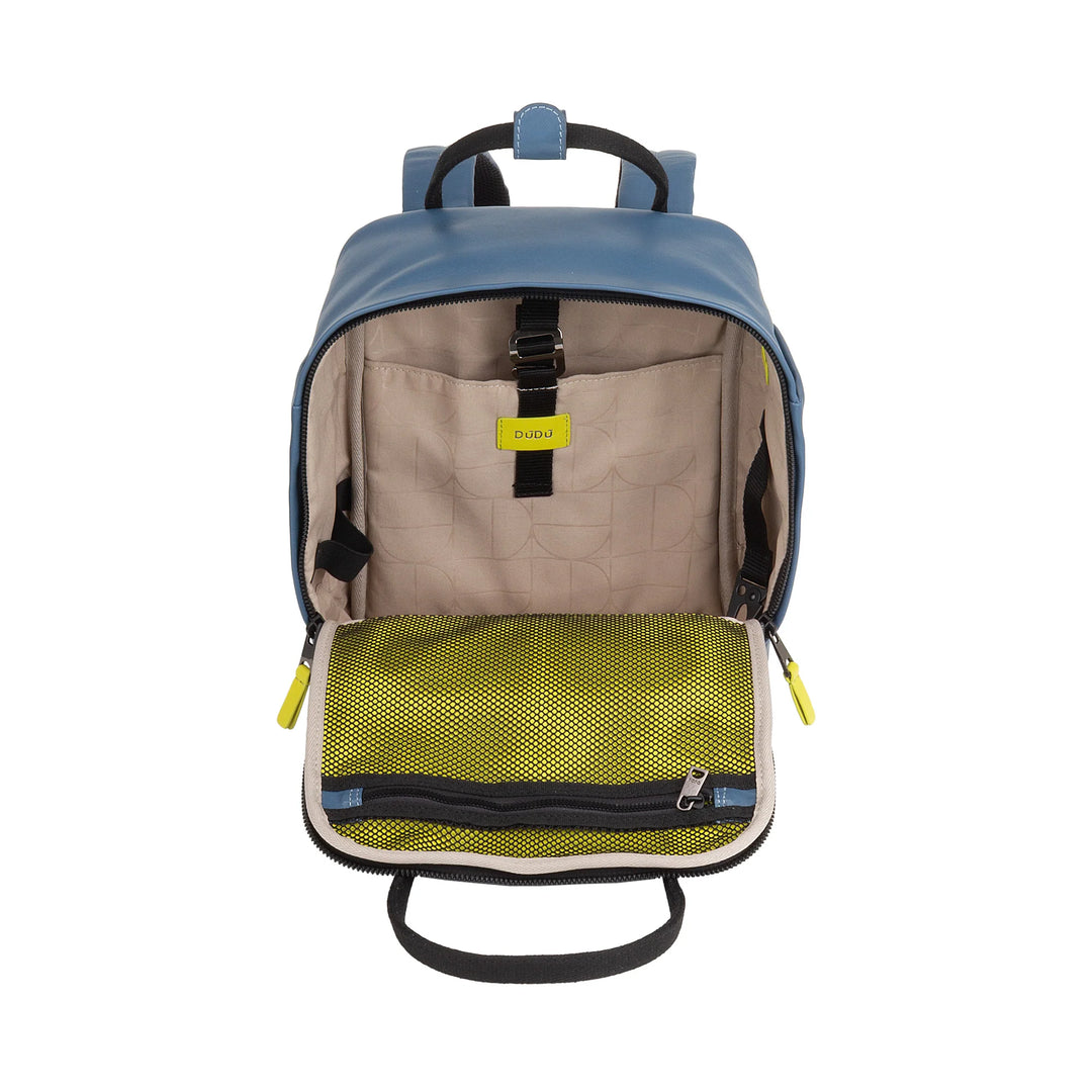 DUDU Lederrucksack für Damen und Herren – Eleganter und kompakter Unisex-Freizeitrucksack, 6,5 Liter, mit Vordertasche und Tablet-Fach, perfekt für Arbeit, Reisen und Freizeit