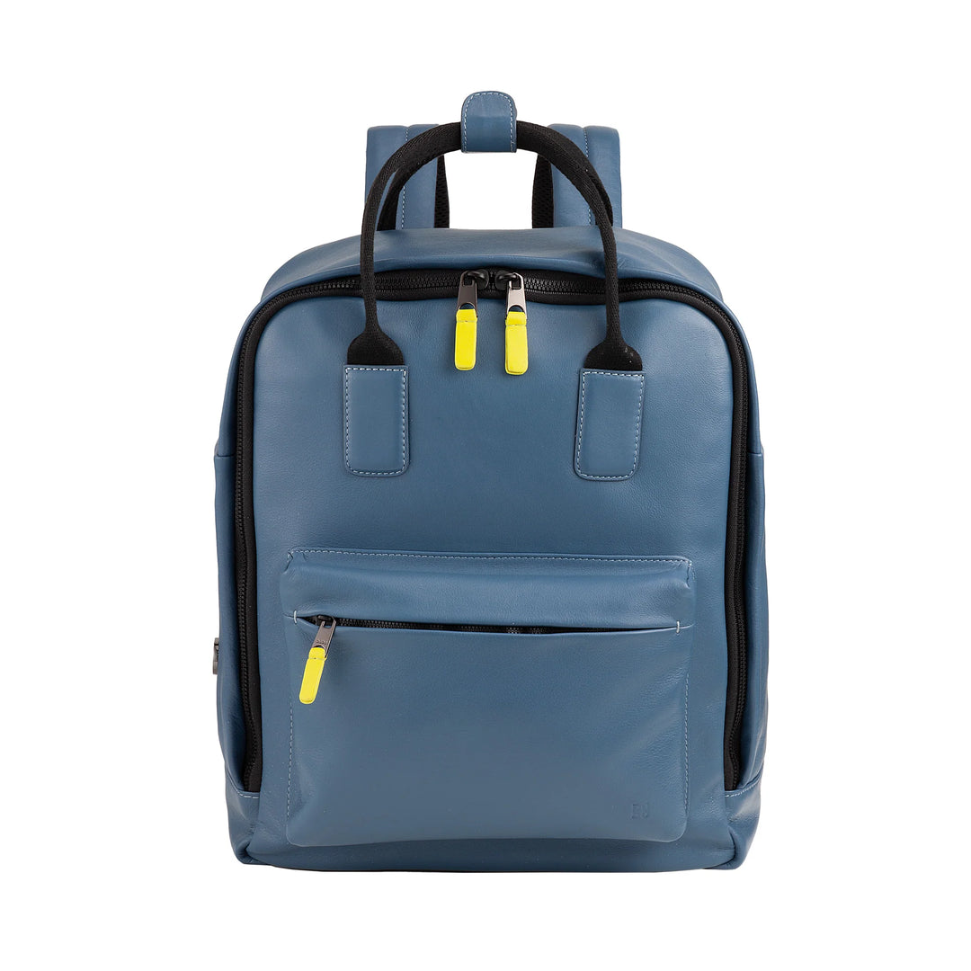 DUDU Lederrucksack für Damen und Herren – Eleganter und geräumiger Unisex-Freizeitrucksack, 19 Liter, mit Vordertasche und Tablet-Fach, perfekt für Arbeit, Reisen und Freizeit