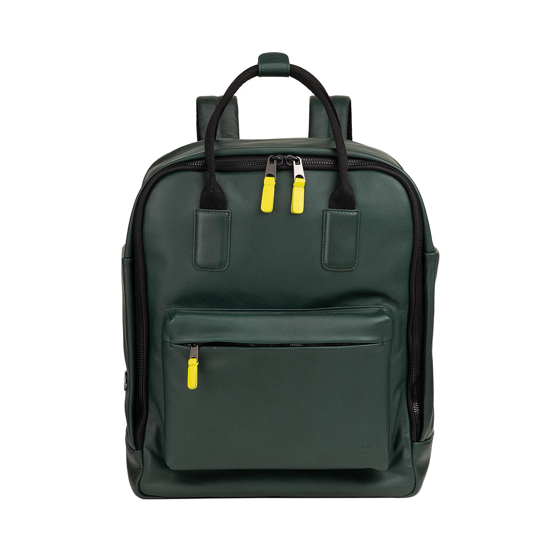 DUDU Lederrucksack für Damen und Herren – Eleganter und geräumiger Unisex-Freizeitrucksack, 19 Liter, mit Vordertasche und Tablet-Fach, perfekt für Arbeit, Reisen und Freizeit