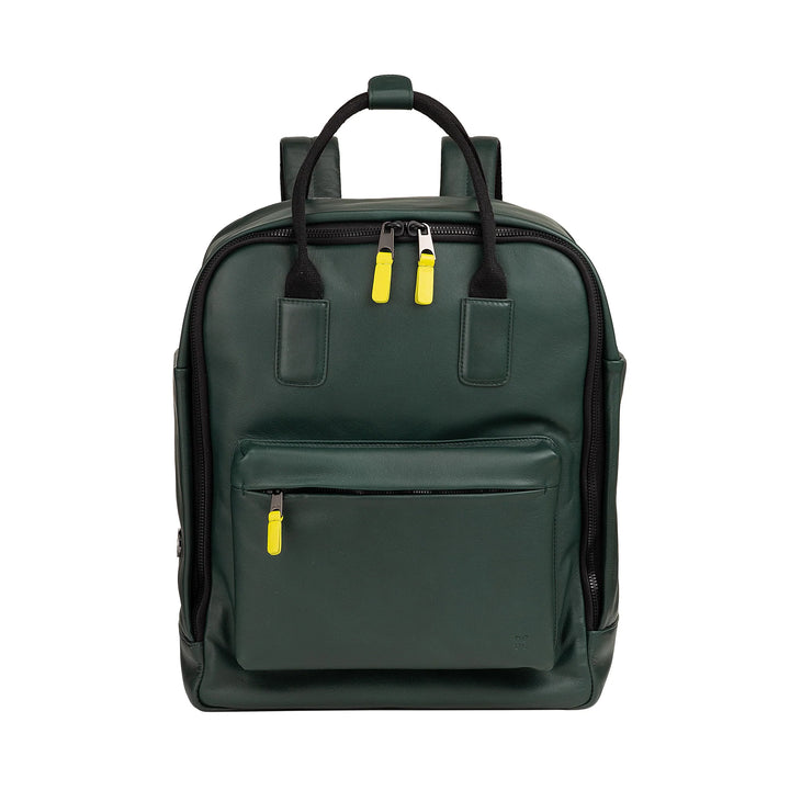 DUDU Lederrucksack für Damen und Herren – Eleganter und geräumiger Unisex-Freizeitrucksack, 19 Liter, mit Vordertasche und Tablet-Fach, perfekt für Arbeit, Reisen und Freizeit