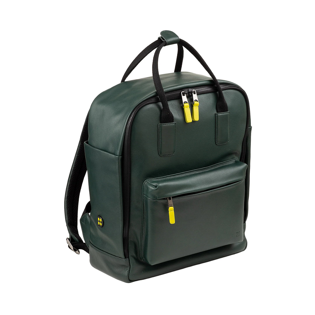 DUDU Lederrucksack für Damen und Herren – Eleganter und geräumiger Unisex-Freizeitrucksack, 19 Liter, mit Vordertasche und Tablet-Fach, perfekt für Arbeit, Reisen und Freizeit