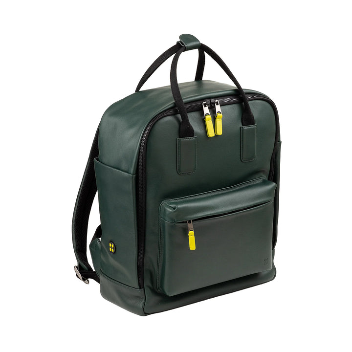 DUDU Lederrucksack für Damen und Herren – Eleganter und geräumiger Unisex-Freizeitrucksack, 19 Liter, mit Vordertasche und Tablet-Fach, perfekt für Arbeit, Reisen und Freizeit