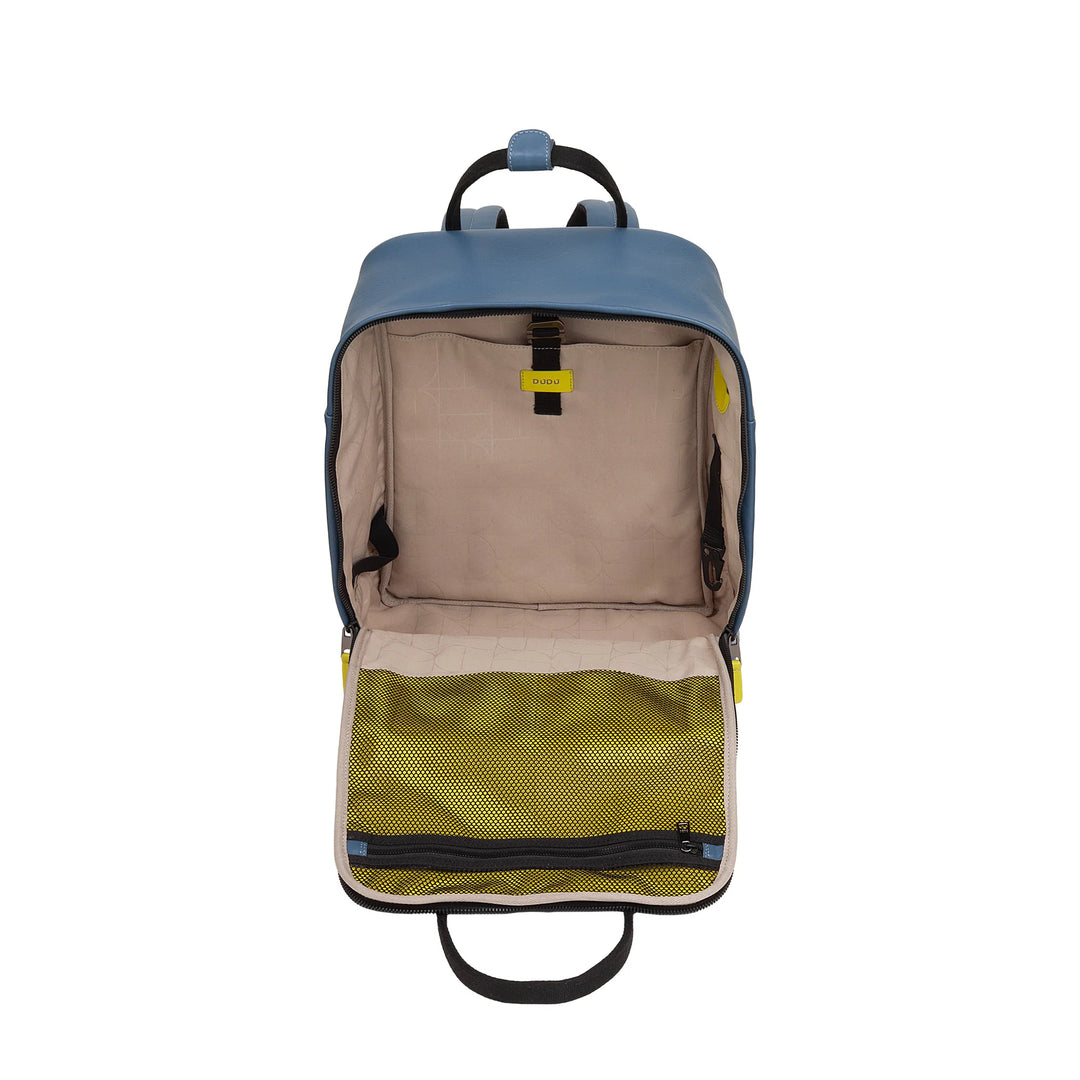 DUDU Lederrucksack für Damen und Herren – Eleganter und geräumiger Unisex-Freizeitrucksack, 19 Liter, mit Vordertasche und Tablet-Fach, perfekt für Arbeit, Reisen und Freizeit