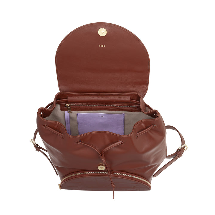 Dudu Woman Backpack in Soft Leather With Coulisse - Elegant, spacious and adjustable backpack for daily use