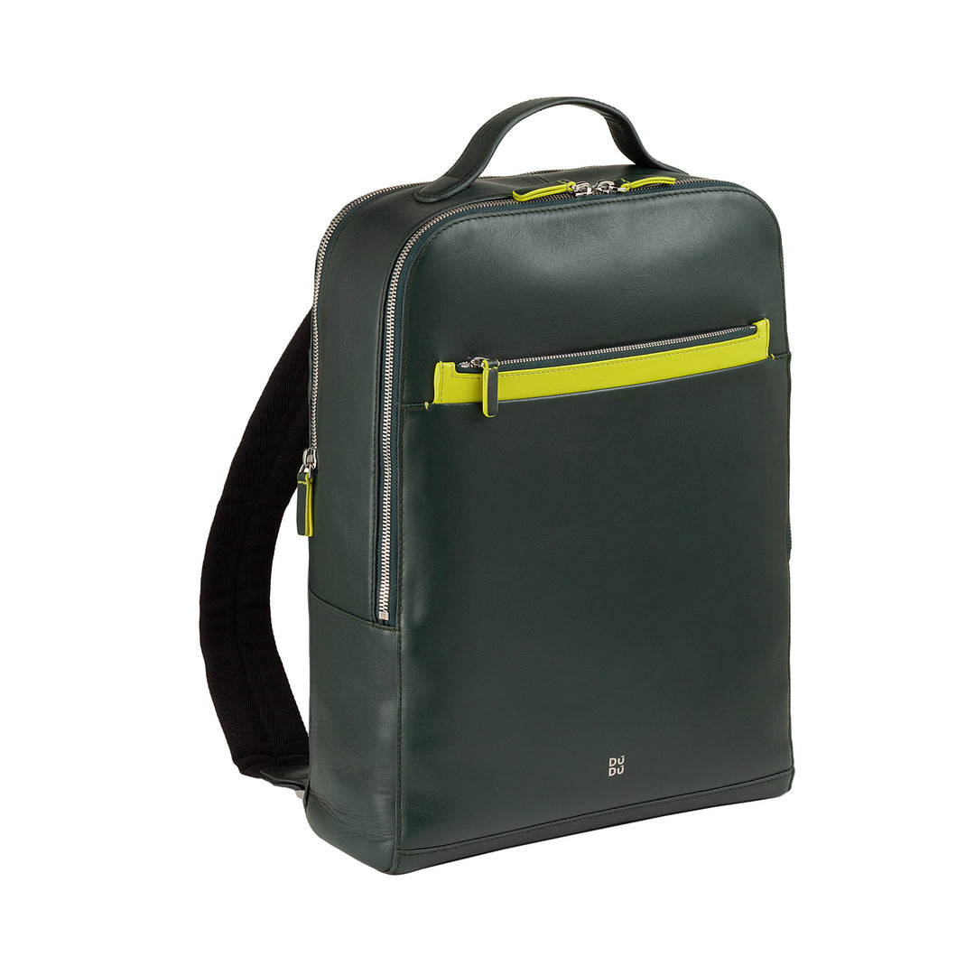 DUDU Men's backpack portable pc door and leather tablet, double zip anti -theft backpack, travel backpack with trolley attack
