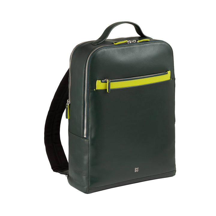 DUDU Men's backpack portable pc door and leather tablet, double zip anti -theft backpack, travel backpack with trolley attack