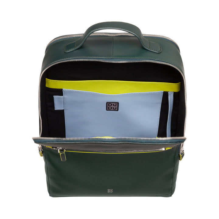 DUDU Men's backpack portable pc door and leather tablet, double zip anti -theft backpack, travel backpack with trolley attack