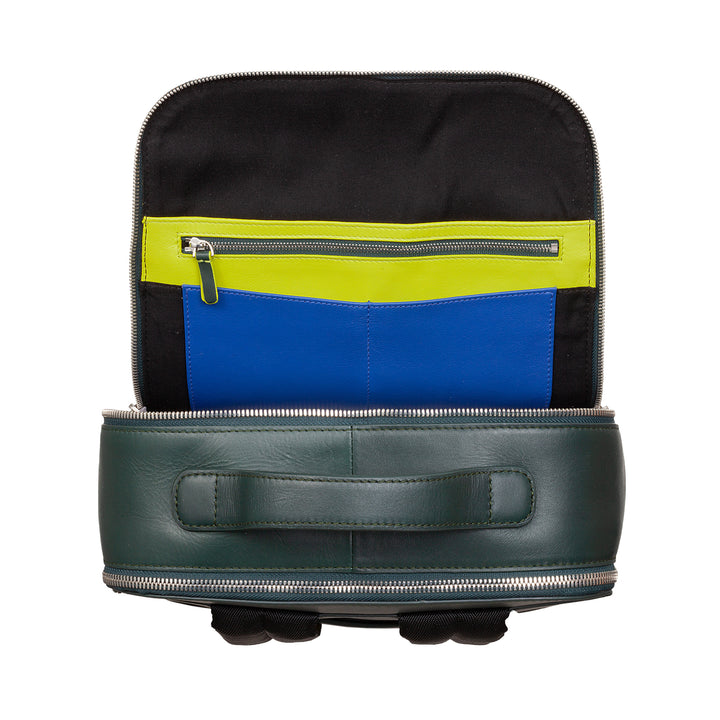 DUDU Men's backpack portable pc door and leather tablet, double zip anti -theft backpack, travel backpack with trolley attack