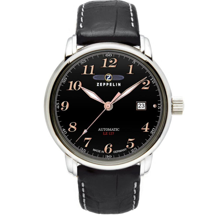 Zeppelin orologio LZ127 Graf Zeppelin 40mm nero automatico acciaio 7656-2 - Capodagli 1937