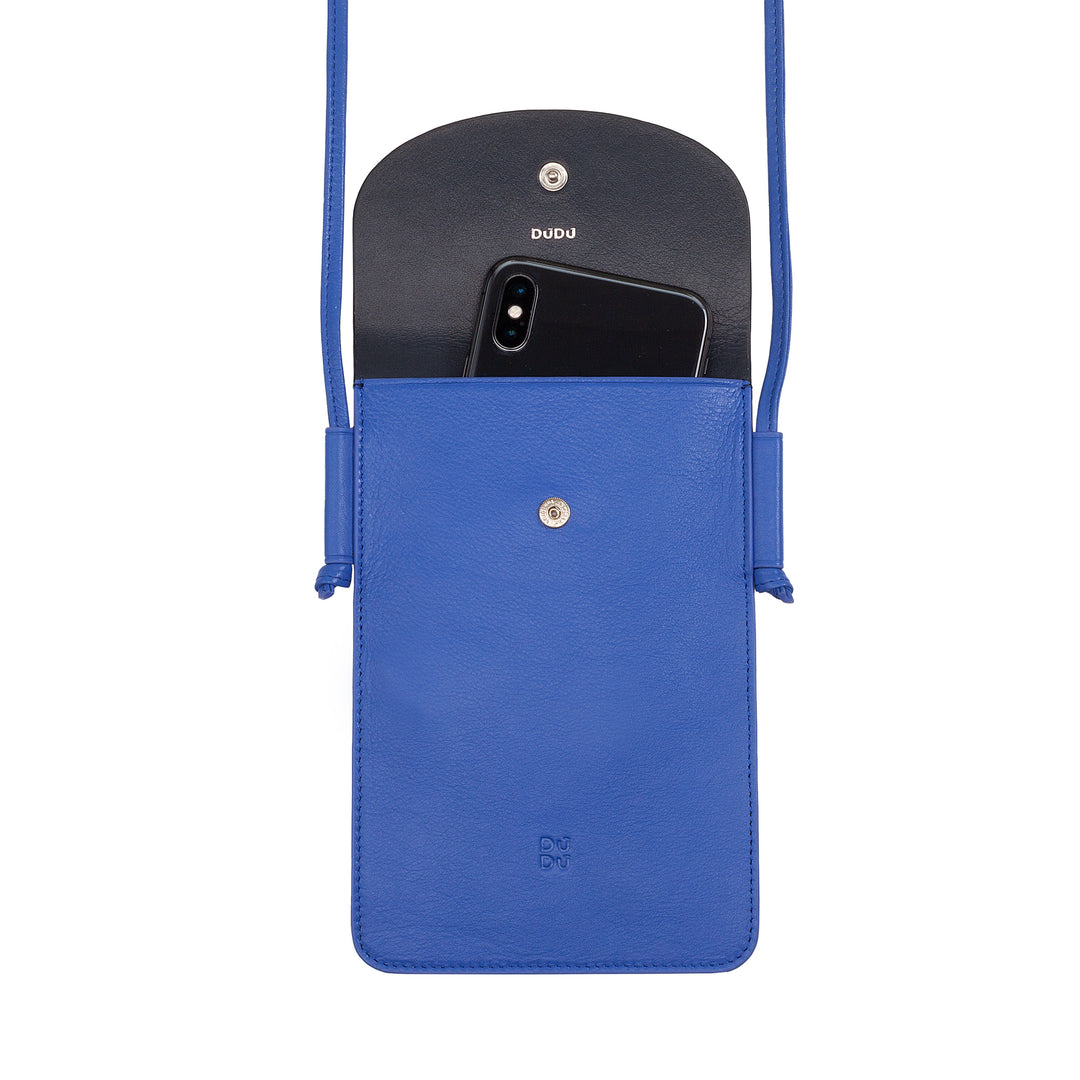 DuDu Mobiltelefonholder fra læderhals, smartphone Holder -sag op til 6,7 tommer med knap, justerbar skulderrem, tyndt design