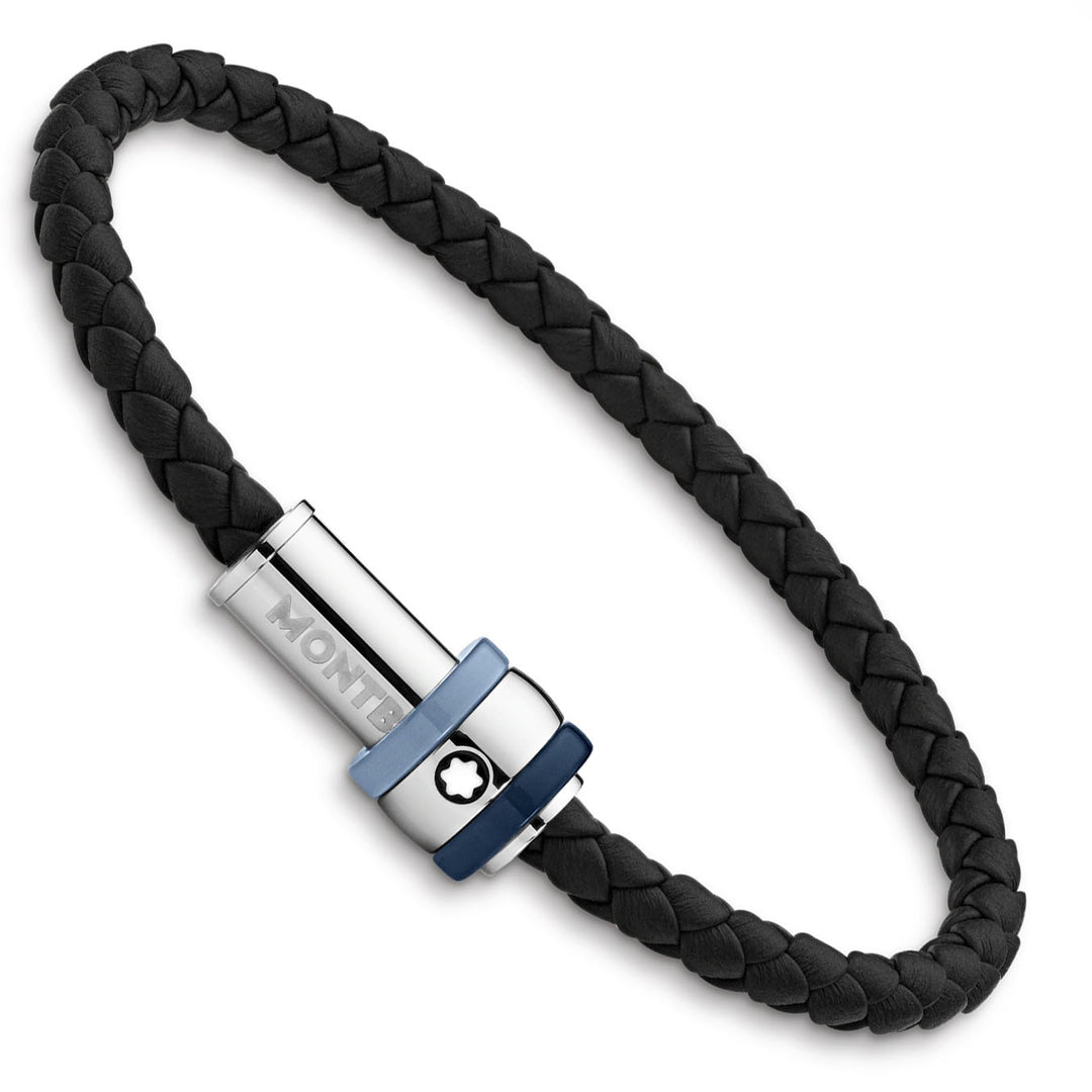 Montblanc bracelet Montblanc 1858 Ice Sea blue black braided leather size M 12951863