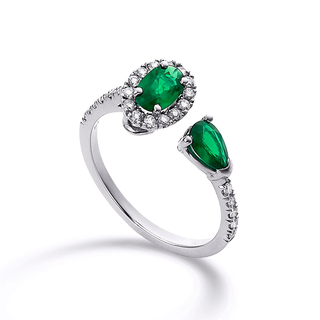 Golay modsat ring Emerald Oval Teardrop