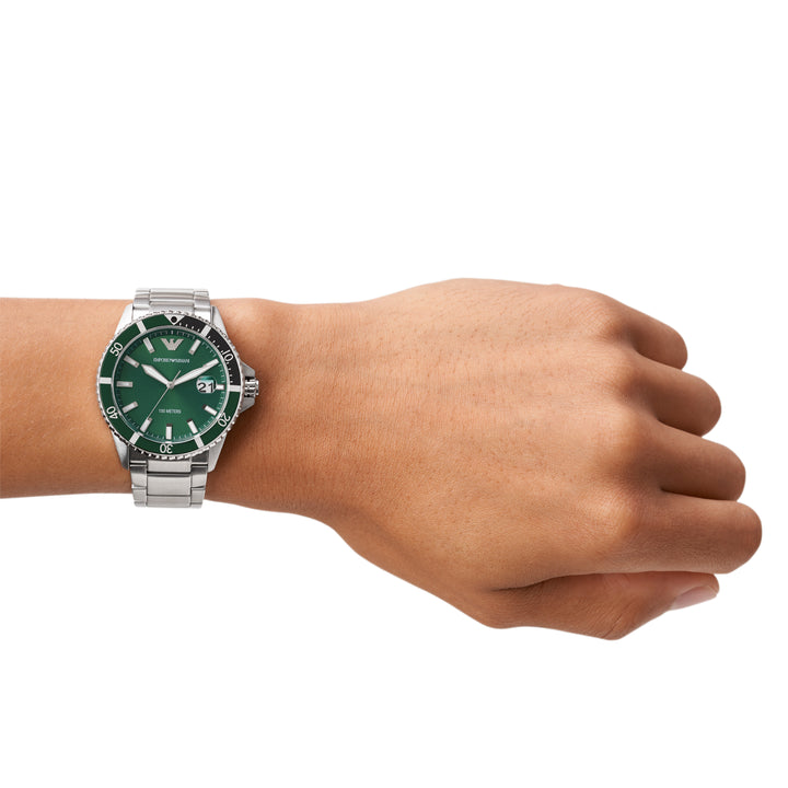 Emporio Armani watch men's Diver green 42mm quartz steel AR11338