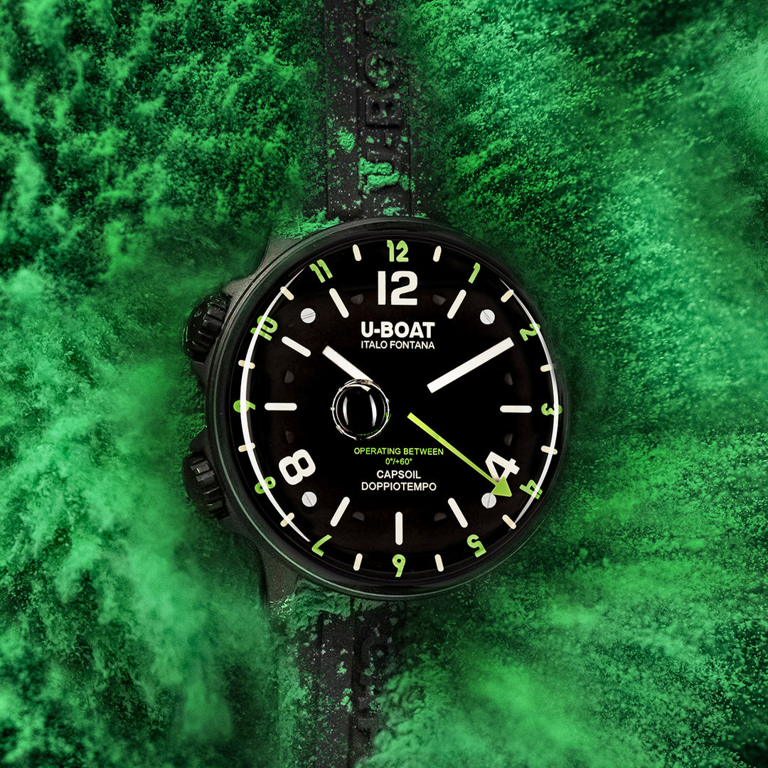 U-båd Capsail Watch DLC Green Rehaut 45 mm sort stål 8840