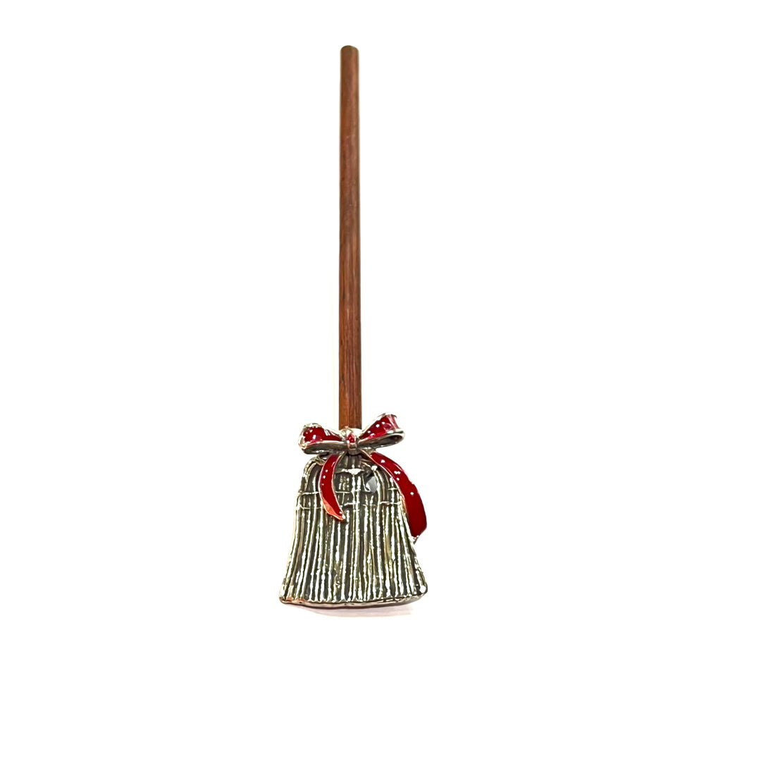 Sweep Broom Trouble Silver 925 Red Bow AC00362