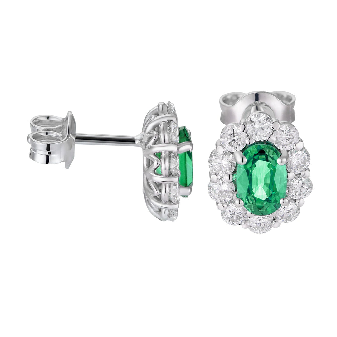 Golay Earrings Emeralds Oval 6X5 and Diamonds
