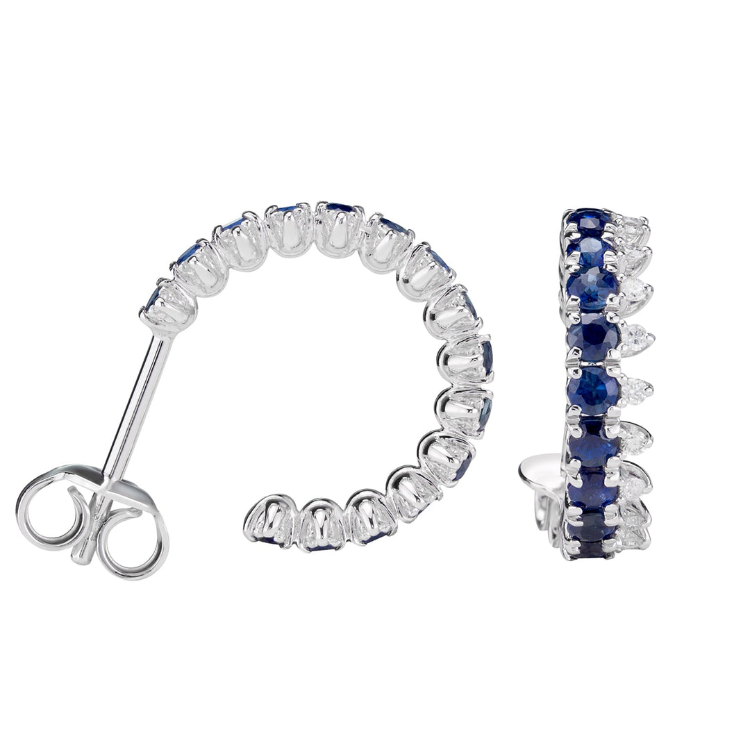 Golay Linear Circle Earring Blue Sapphires og White Diamonds