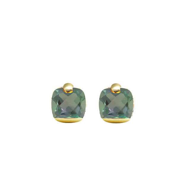 Pitti og Sisi øreringe med Lobo Rainbow Silver 925 Finish PVD Gold Gold Green Quartz eller 9591G/069