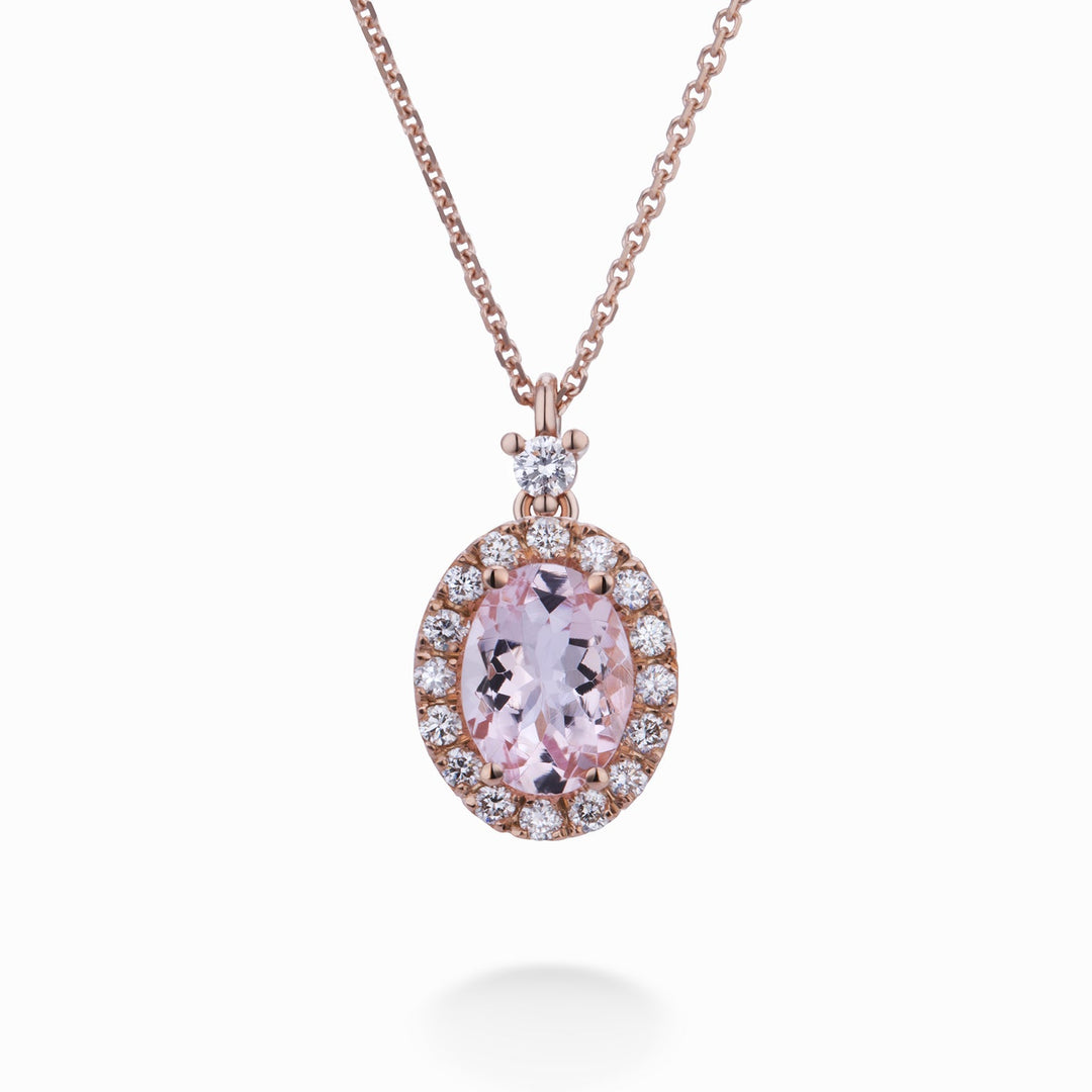 Golay Morganite pendant and diamonds