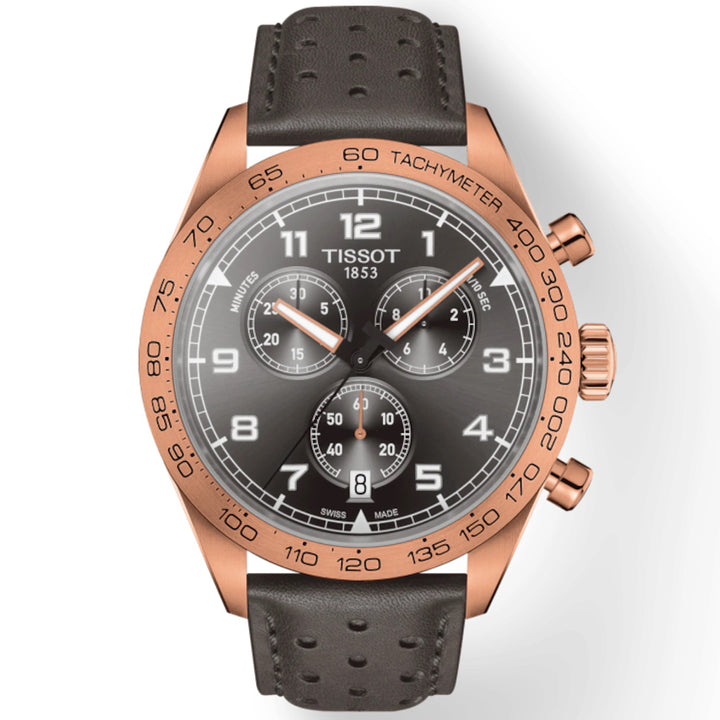 Tissot Watch PRS 516 Kronograf 45mm Grå kvarts stål finish PVD Gold Pink T131.617.36.082.00