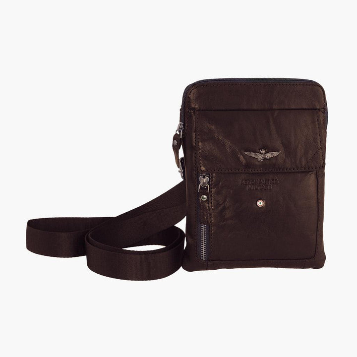 Aeronautica Militare Kleine Vintage-Umhängetasche aus Leder AM301-MO – Capodagli 1937