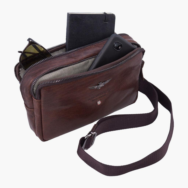 Aeronautica Militare Small Vintage leather shoulder bag AM309-MO - Capodagli 1937