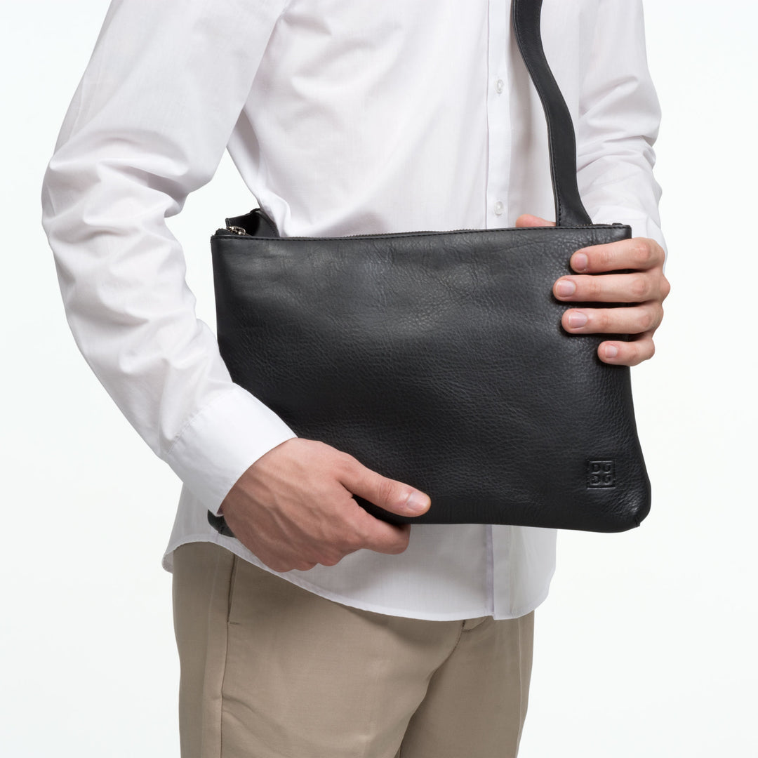 DuDu Justerbar Slim Slim Bag Menuworks i blødt læder flad design med blitz lynlås lukning