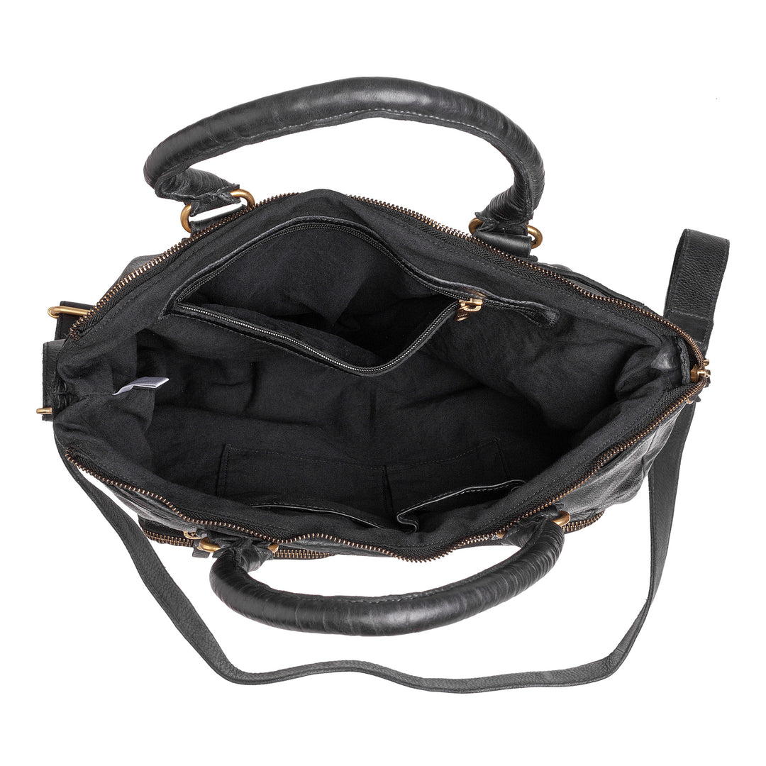 DUDU Women's Vintage Handbags Crossbody Bags Genuine Leather Multipockets Zip and Handles
