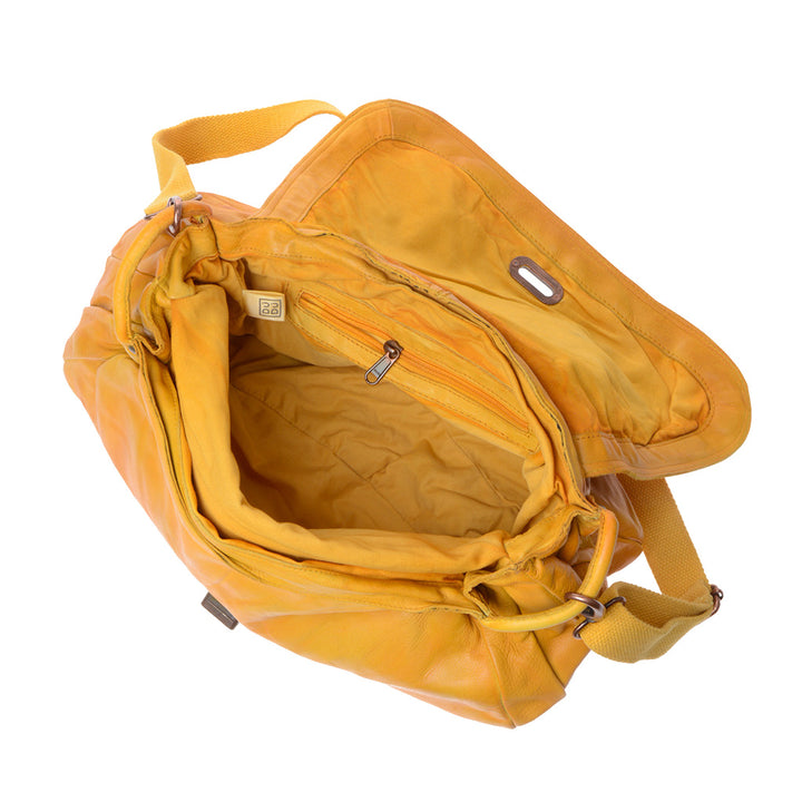 Stor vasket læderskulderpose med tinget læder med Patta Dudu