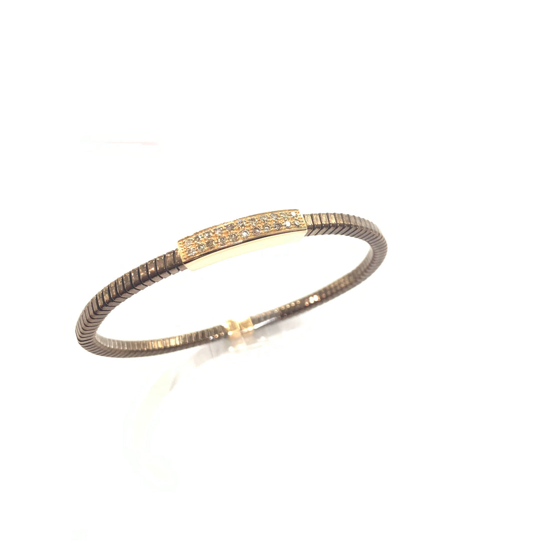 Linser håndjernet armbånd rektangel guld lyserød 18kt stål finish Pvd brune diamanter 0183br